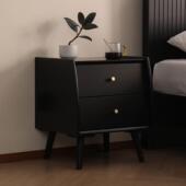 艾迪嘉 北欧实木家用卧室床边柜简约小型收纳柜黑色 可可西床头柜