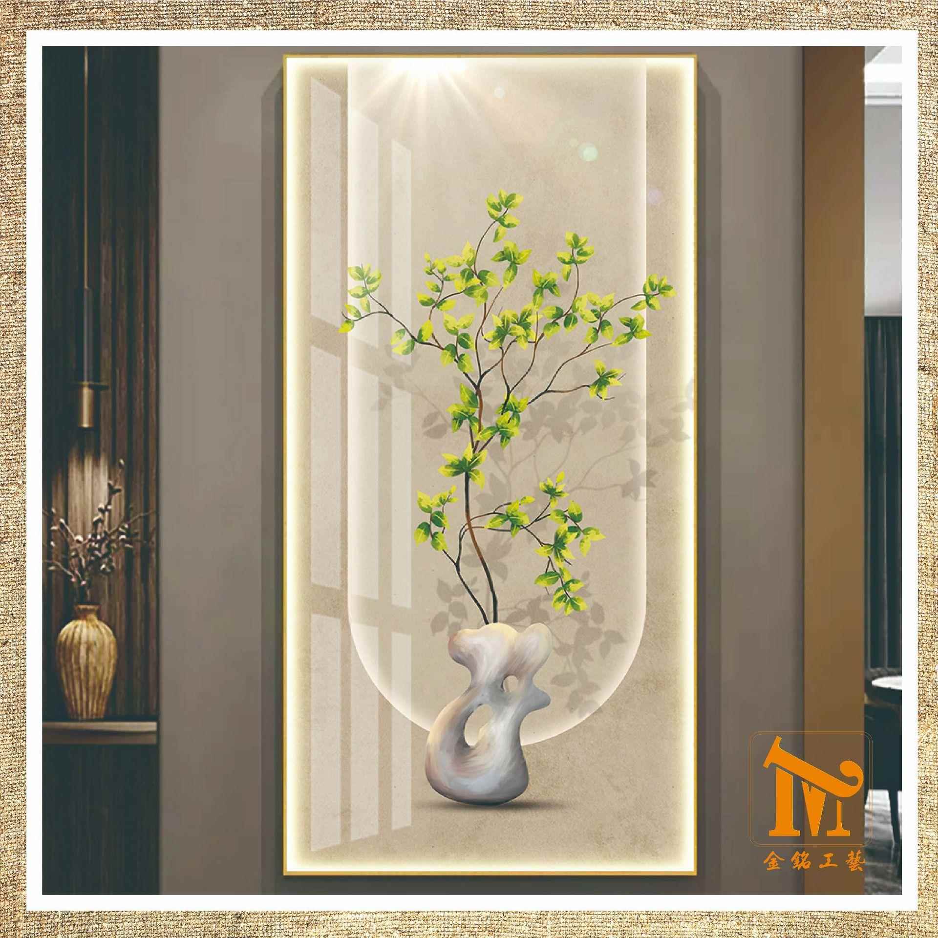 小清新挂式奶油风装饰画走廊楼梯壁画过道挂画绿植玄关画智能灯画图片