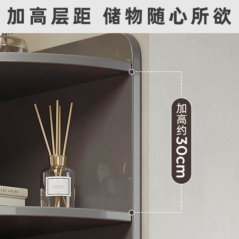 意式转角柜透明门墙角落卧室收纳柜三角形置物架客厅拐角储物柜子