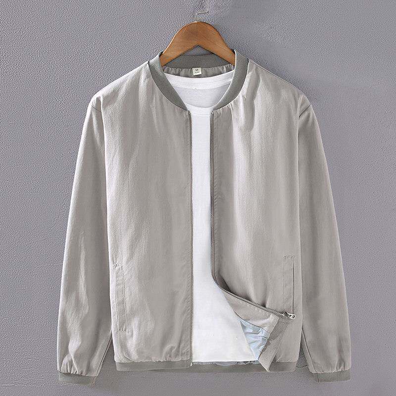 纯棉男士秋季外套宽松休闲薄款高级感新中式立领棒球服男款夹克衫