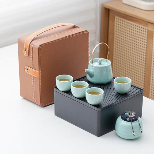 便携式旅行茶具套装功夫泡茶壶一壶三杯陶瓷快客杯商务礼品印logo