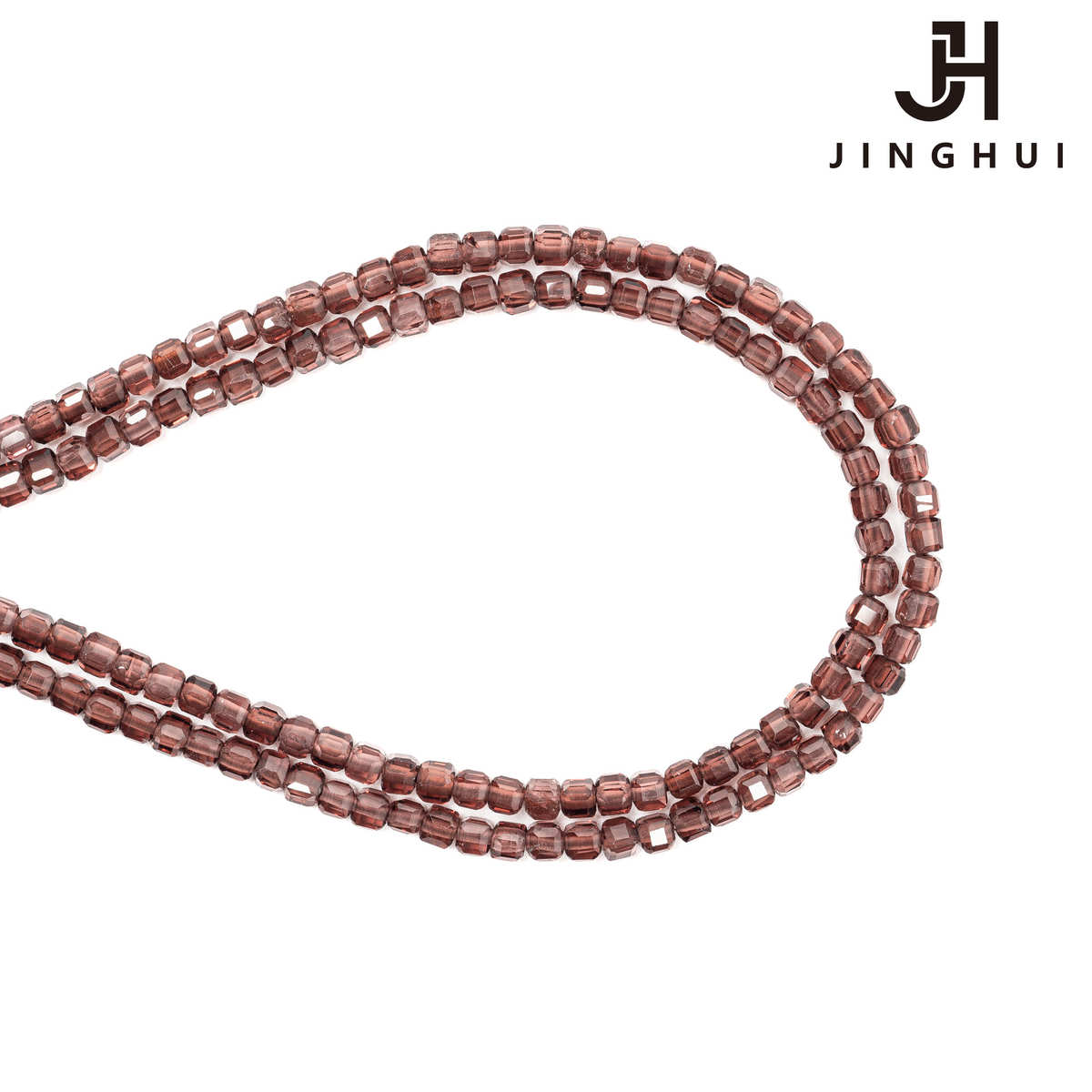 晶惠 DIY水晶配件散珠天然咖啡石榴石切面方块2.5m-2.5m辅料材料