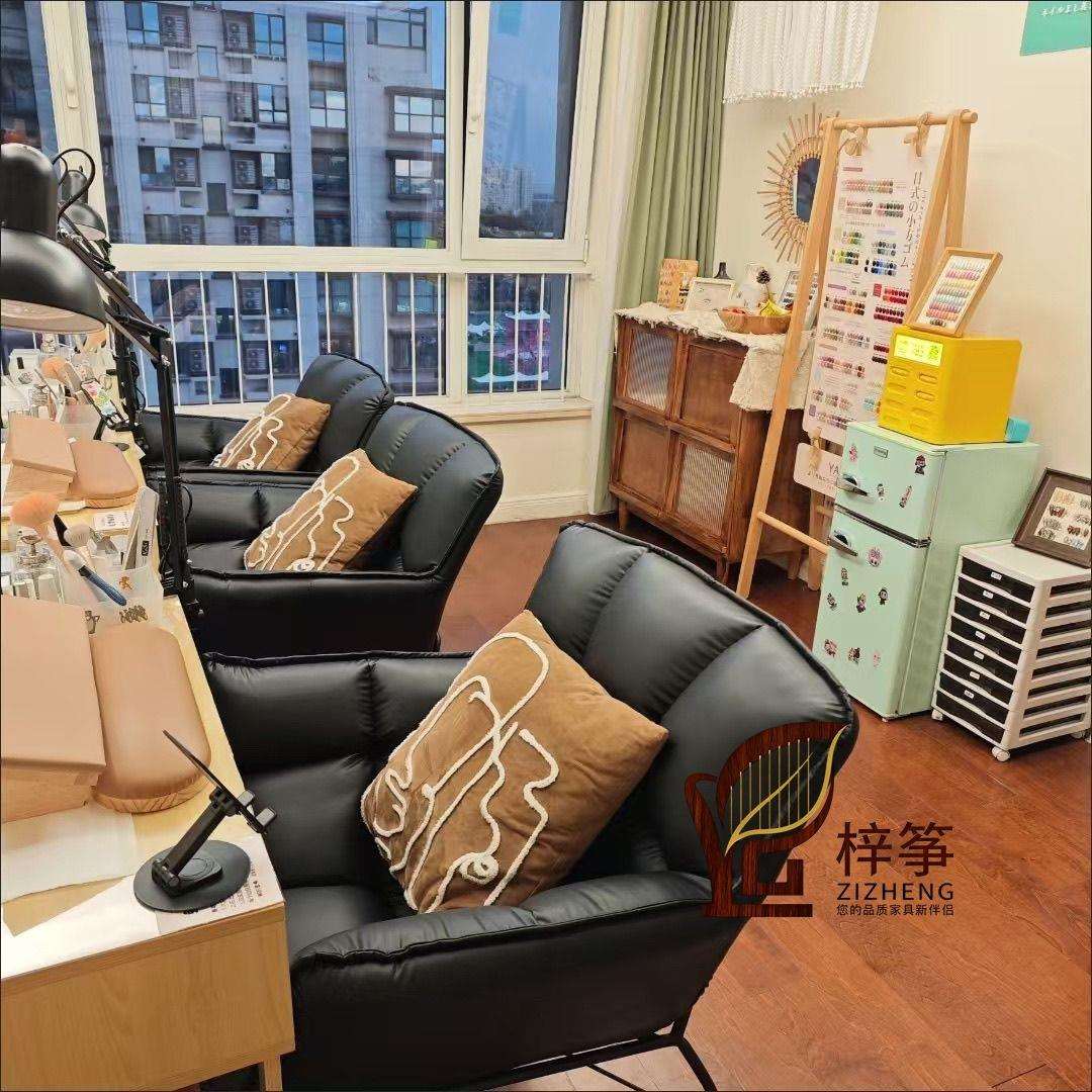 美甲椅商场售楼处办公室轻奢休闲沙发椅美式单人沙发椅网红商务椅