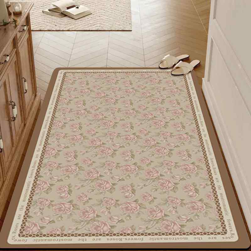 【多尺寸】美式玫瑰花大别墅入户门矽藻泥地垫防滑吸水满铺地毯,居家布艺,家用脚垫,淘宝优惠券,粉丝福利购,淘宝优惠卷