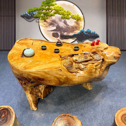 整体树根茶台根雕实木天然原木鸡翅木茶几金丝楠香樟木树茶桌阳台