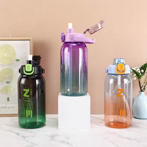 Scaled Sports Space Flask with Straw, Drop-Resistant Plastic