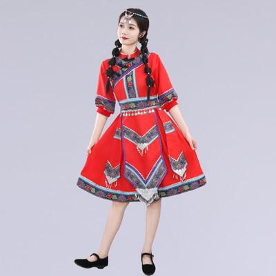正品广族西月三爽民服女成人服装土装图裙苗三瑶彝日常表演