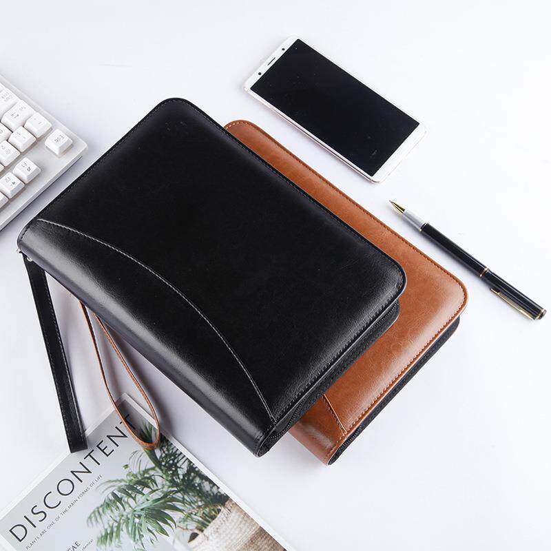 手包式活页本时尚拉链笔记本文具办公记事本商务会议记录本办公皮