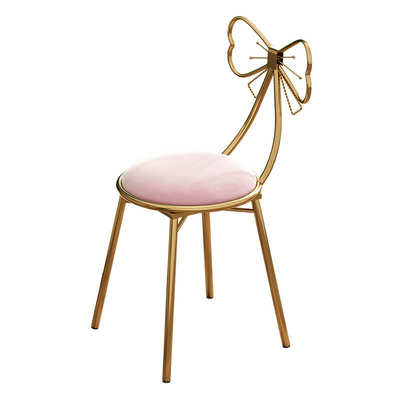 网女生椅现代化妆凳子椅梳妆卧室美甲靠背蝴蝶奢家用凳子红轻简约