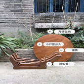 复古做旧实木小圆桌饭桌西餐桌阳台庭院桌椅边几茶桌折叠咖啡桌子