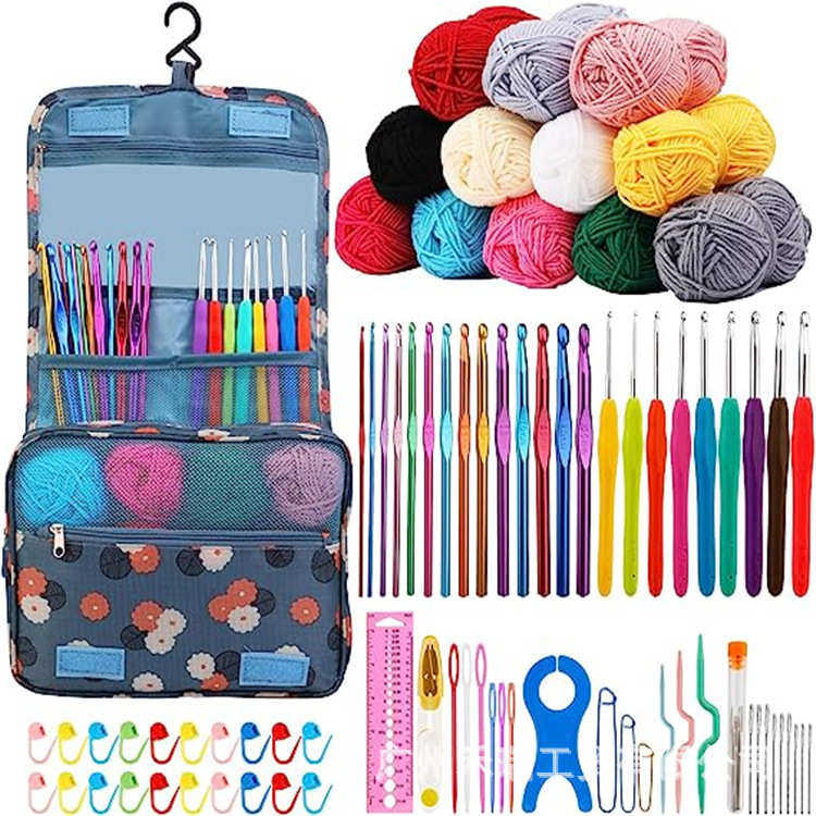 新款80件套钩针套装初学者毛线悬挂式套装TPR钩针多色收纳包,居家布艺,线盒,淘宝优惠券,粉丝福利购,淘宝优惠卷