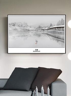中式挂画办公室壁画新中式装饰画客厅画沙发背景墙画故宫风景建筑
