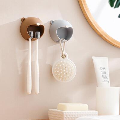 Wholesale No-Drill Bear-Shaped Toothbrush Holder Wall-Mounte