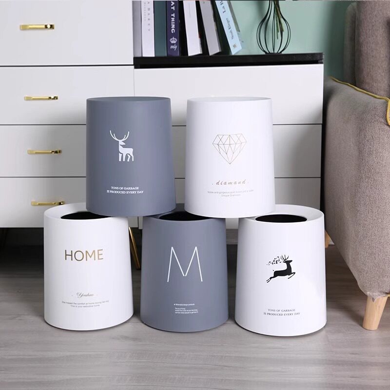 垃圾桶北欧风ins摇盖日式创意客厅家用双层垃圾桶可爱少女心卧室