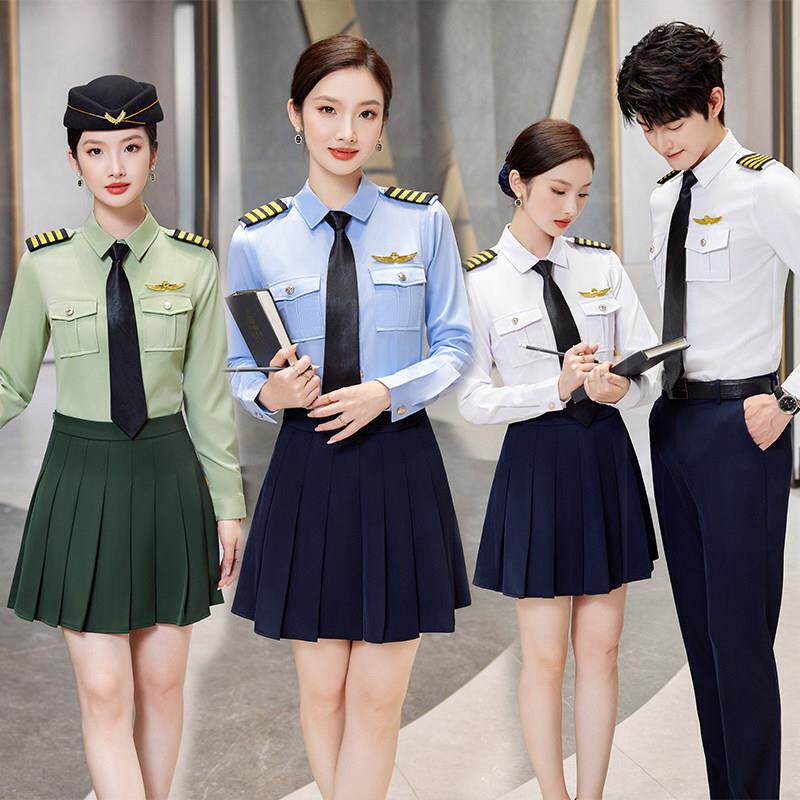 职业衬衫长袖男女同款正装航空高铁制服军鼓乐队演出礼服衬衣套装