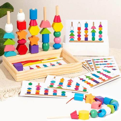 Montessori Wooden Toys Color Shape Matching Puzzle Game Colo