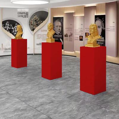 展台展示台橱窗长方体木制烤漆模特底座商业陈列高低台子红色地台