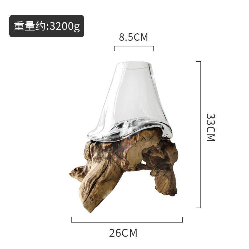 简约摆件轻视玻璃酒店装饰高级奢样板间创意花瓶家居感远木头现代
