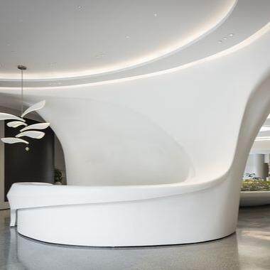 GRG双曲面造型G墙GRG异售楼处吧台369建造场酒店RG商曲线穿形孔板