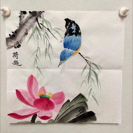 手绘水墨荷花国画清廉书画，莲花宣纸小写意，花鸟玄关书房新中式挂画