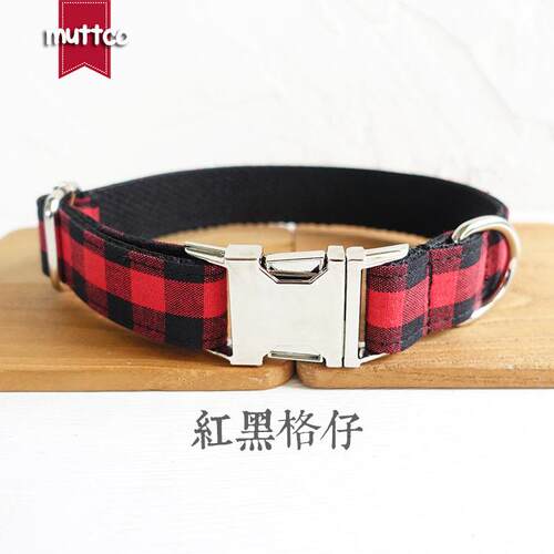 MUTT创CO意狗项 宠物项圈圈 可调狗节脖圈 红黑格子外貿款UDC-074