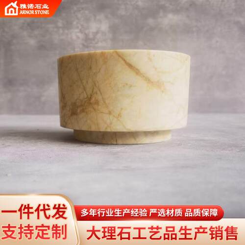 现代简约天然大理石烛台圆柱状烛台摆件电视柜茶几餐桌客厅摆件
