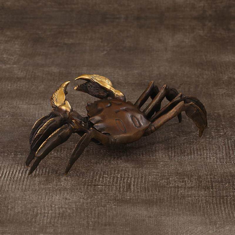 新款徽匠铜韵 螃蟹件八方来财风水招室财办公客摆厅茶宠摆铜设