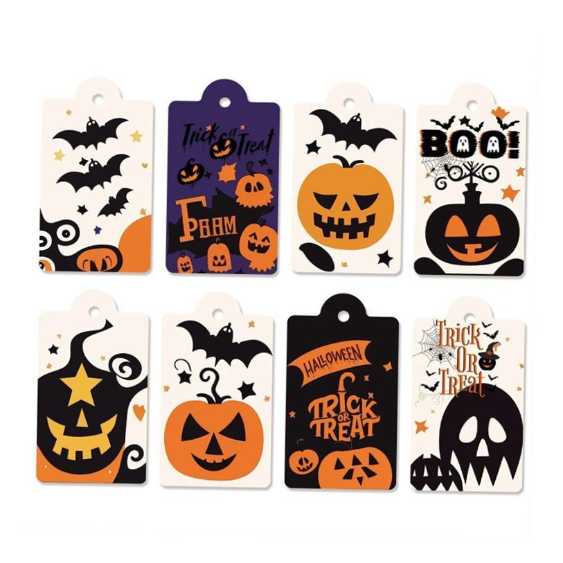 80PCS Halloween Gift Tags Pumpkin Ghost Paper Tag Card Label