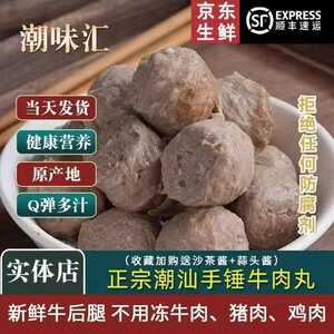 正宗潮汕纯手工牛肉丸汕头特产手打牛筋丸潮州撒尿烧烤火锅牛丸子
