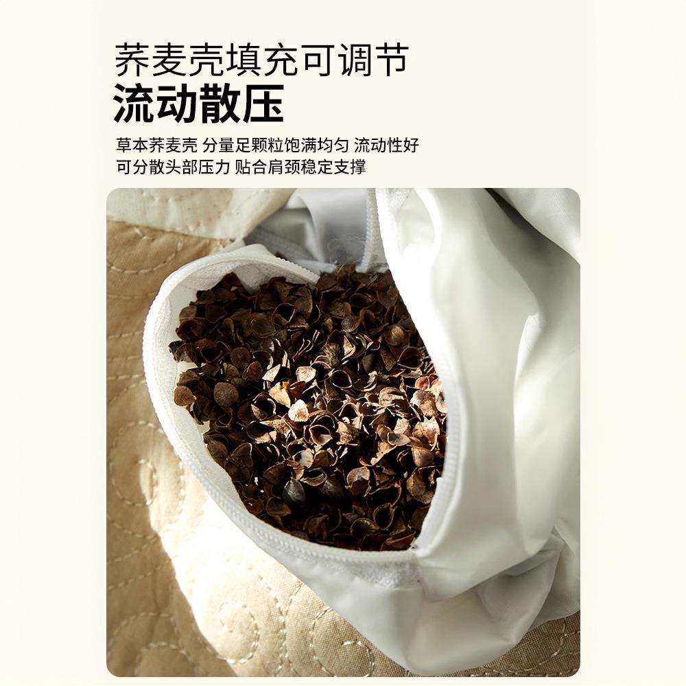 棉麻全荞麦壳枕头女生睡觉舒适家用单人护颈椎助睡专用枕芯不塌陷