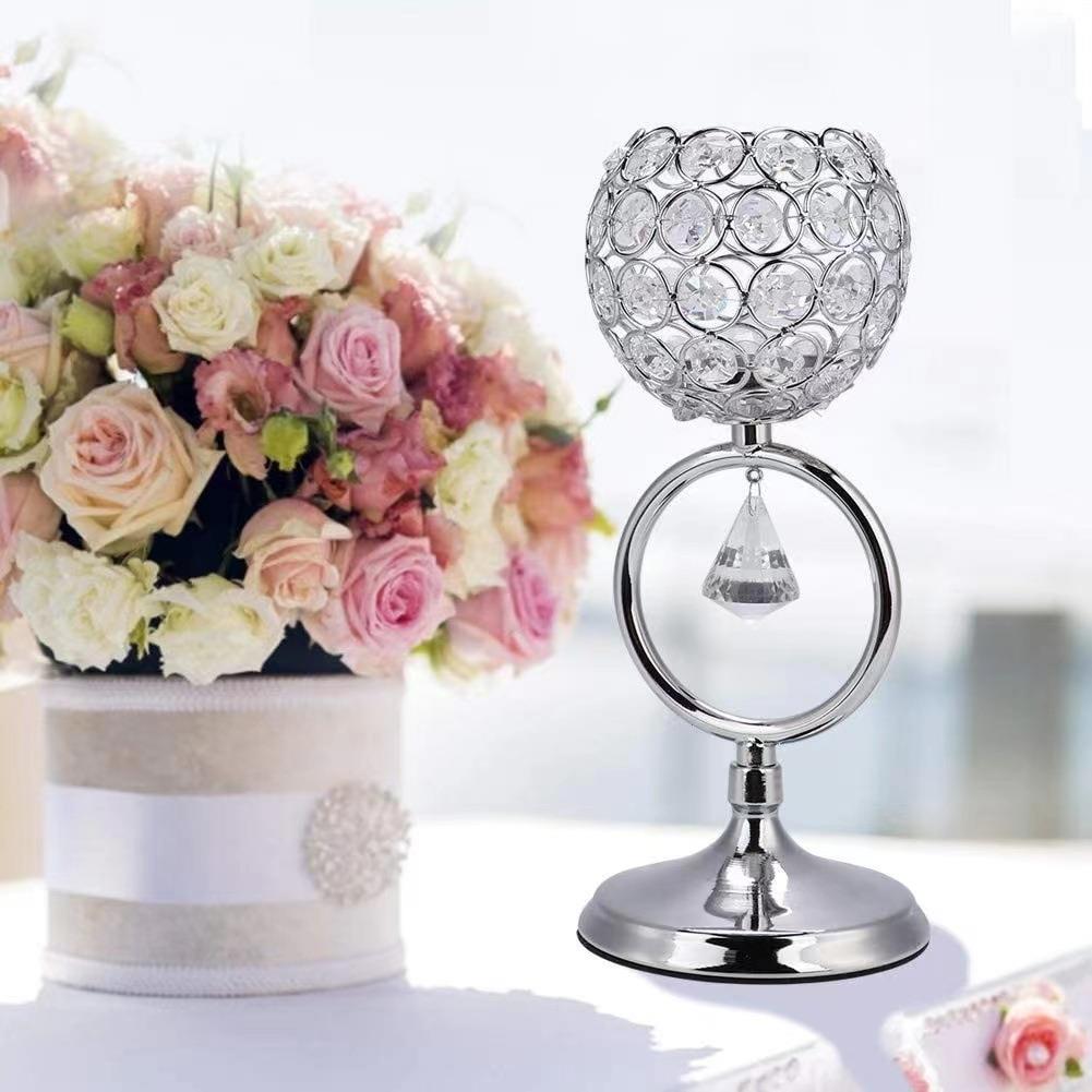 新款厂家创意轻奢欧式风格家居金属摆件水晶球工艺品摆件烛台