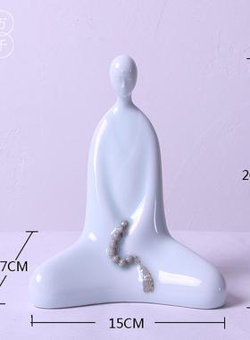 高档青瓷陶瓷佛像佛式头禅意摆件 新中东家南白瓷亚如来 居装饰工