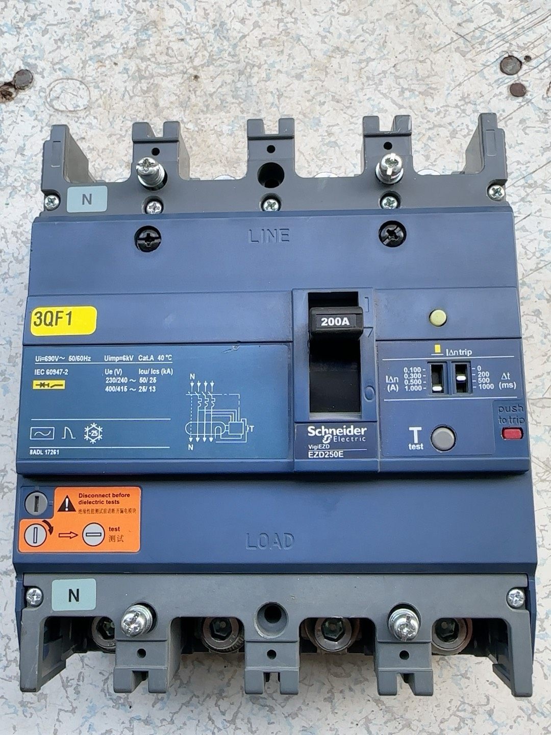 施耐德塑壳漏电保护断路器 4P 200A漏电保护