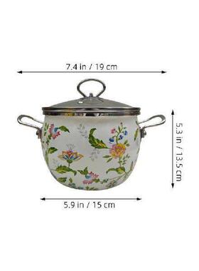 Vintage Enamel Cooking Pot Pasta Pot Double Handle Cooking