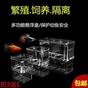孔雀鱼繁殖盒鱼苗孵化器缸外小鱼隔离网产房斗鱼缸亚克力母特大号