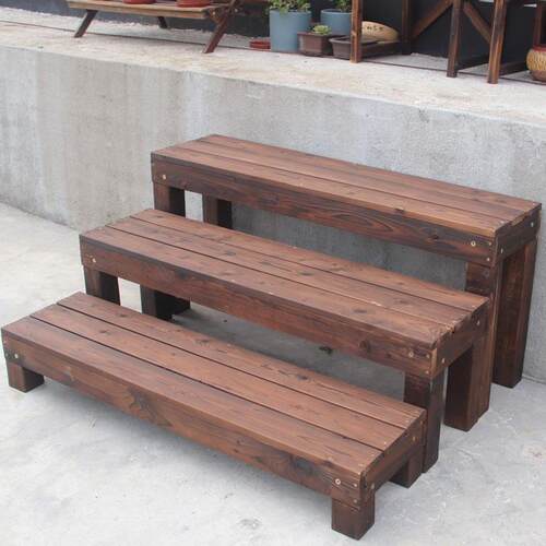 碳化防腐实木脚踏垫踏步脚凳台阶脚踩凳厨房垫高脚踏板楼梯爬rω