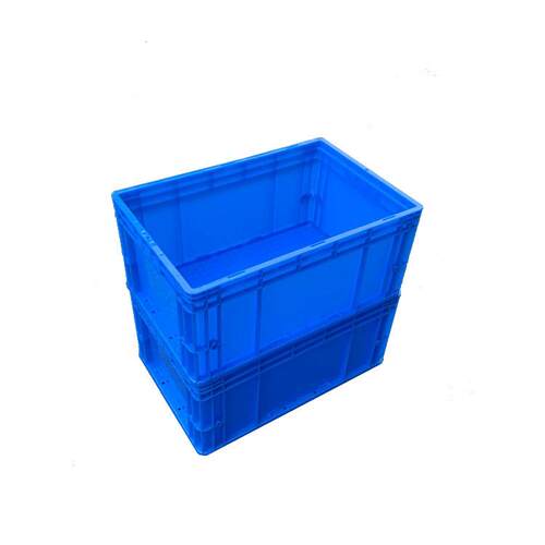 塑料物流箱 欧标EU64280加厚pp周转筐物流箱子 蓝色加强筋厚底