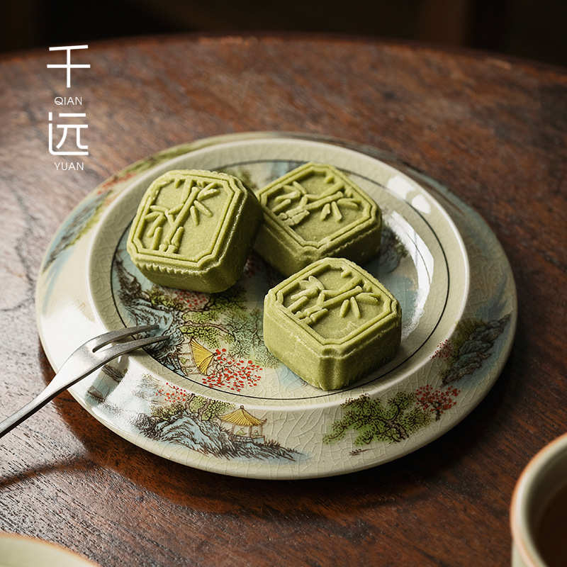 老陶泥开片壶承只此青绿壶承干泡盘复古功夫茶具壶托盘