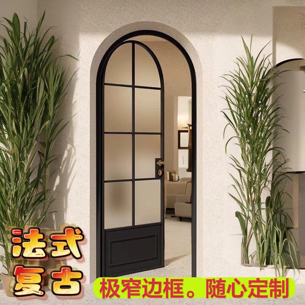 定制法式覆古玻璃弧形室内门玻璃门房间门平开 门浴室门书房门