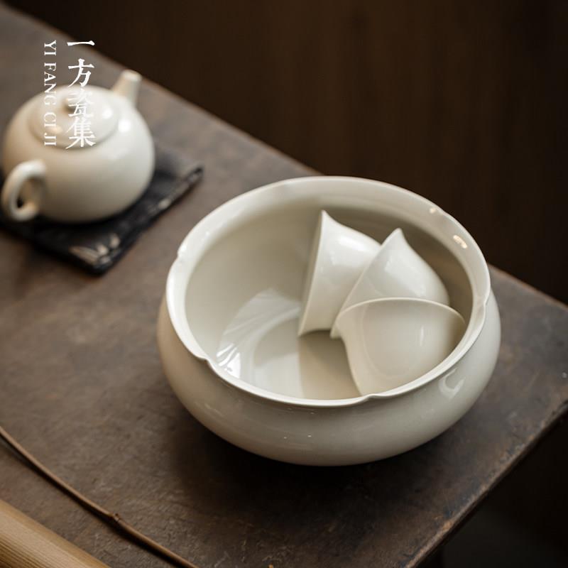 草木灰茶洗大号陶瓷洗杯缸高档建水茶盂水盂桌面废水缸茶具配件