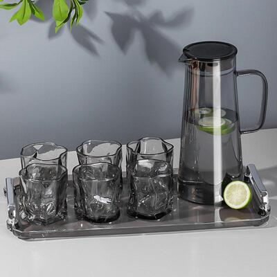 Glass cup set beer cups with tray holder heat-resistant si