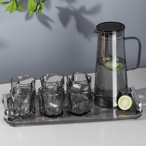 Glass cup set beer cups with tray holder heat-resistant si