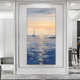 手绘油画海景日出玄关装 饰画现代简约抽象风景肌理画走廊过道挂画