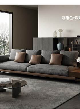 康纳利棉麻布艺中古风时尚沙发现代简约大小户型客厅直排绒布沙发