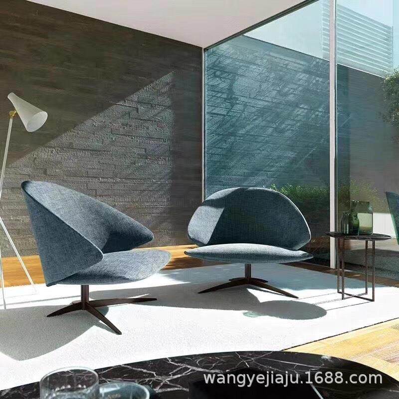 时尚现代简约网红咖啡厅 阳台书房客厅休闲沙发布艺休闲沙发椅子