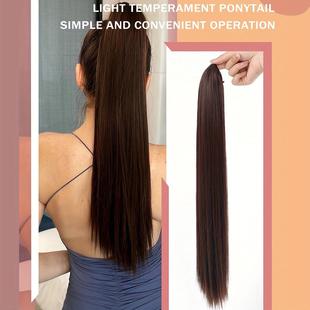 古风假发马尾抓夹发髻cos影视古装高马尾女长直发辫子发尾仿真发
