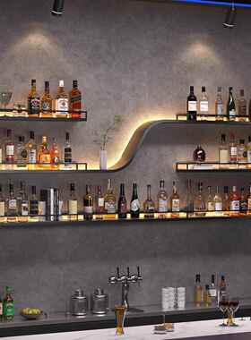架吧台墙上酒吧酒物架壁39939挂壁挂式挂意墙展示创餐厅铁艺置架