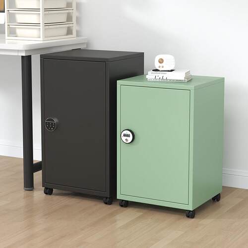 带锁收纳柜办公室桌下可移动收纳柜密码文件柜家用小型单门指纹柜