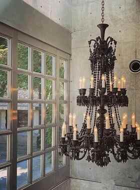 别水灯晶长吊灯客厅欧式复式楼餐厅灯大黑色旋转墅682楼梯灯意气