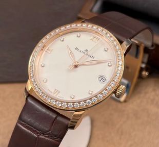 99新33.2mm宝珀经典系列玫瑰金6127-2987-55B自动机械女表原钻